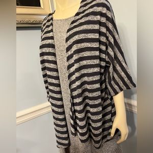 Gray striped Shirley Kimono by Lularoe